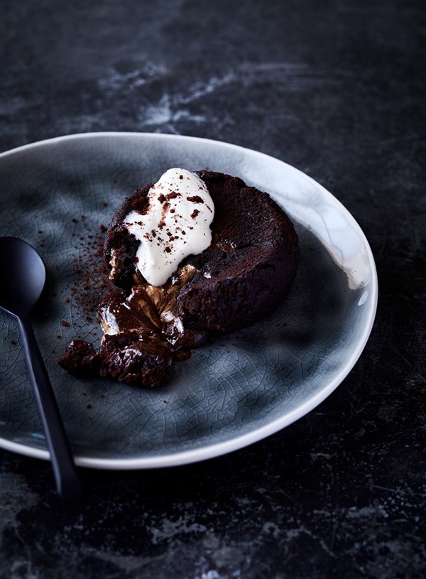 Chocolate and almond butter puddings