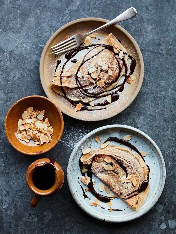 Chocolate and almond souffle leftovers crepes