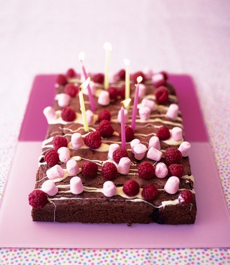 Chocolate and berry tray bake
