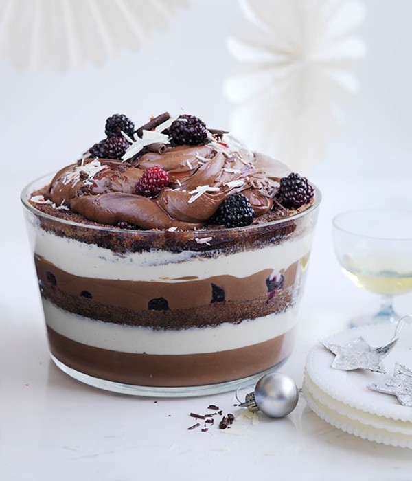 Chocolate and blackberry trifle