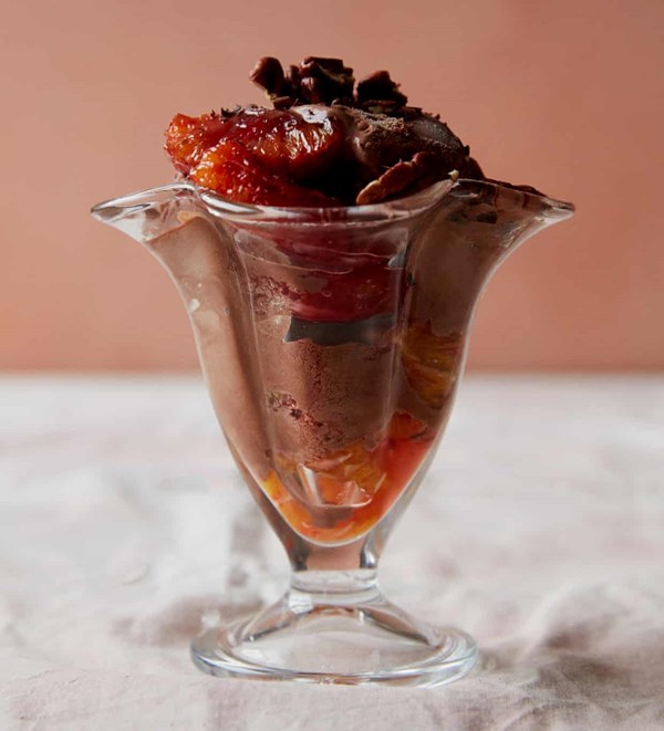 Chocolate and blood orange sundae