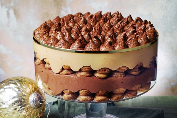 Chocolate and caramel mousse tiramisu