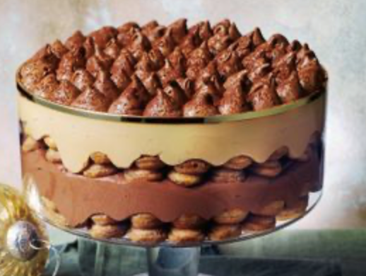 Chocolate and caramel mousse tiramisu