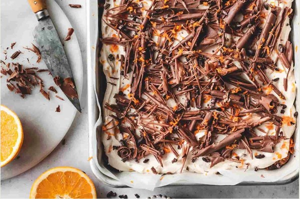 Chocolate and cardamom carrot cake with brown butter cream cheese frosting