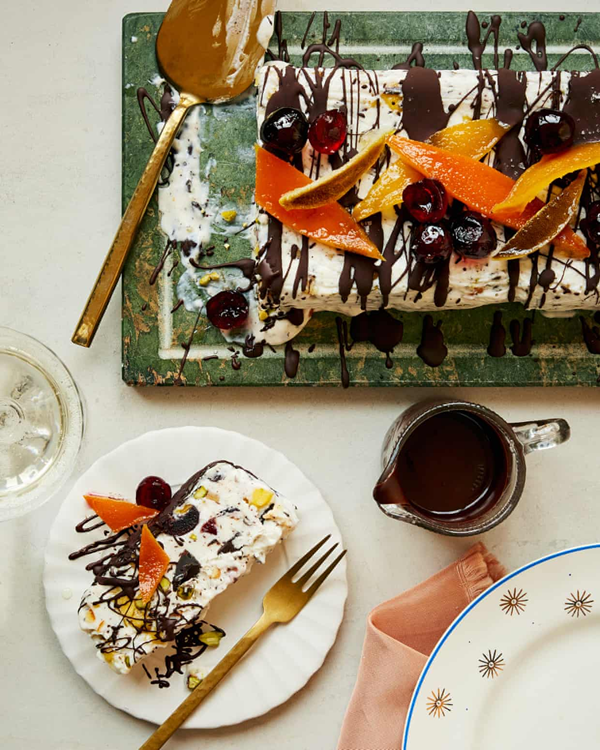 Chocolate and clementine semifreddo