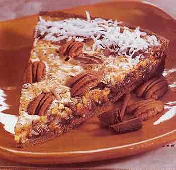 Chocolate and coconut pecan tart