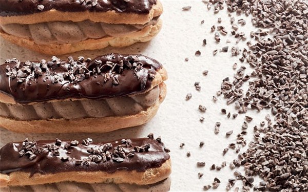 Chocolate and coffee éclairs