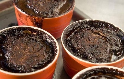 Chocolate and Cointreau self-saucing puddings