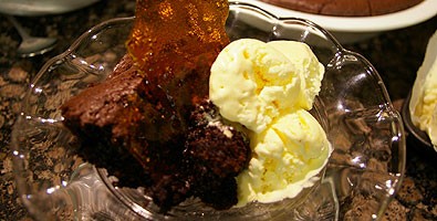 Chocolate and dried pear 'brownie'