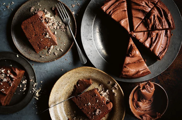 Chocolate and halva cake with tahini chocolate frosting