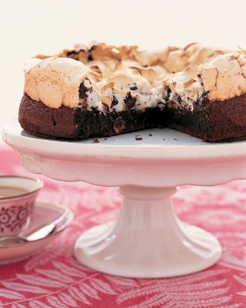 Chocolate and hazelnut meringue cake