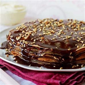 Chocolate and hazelnut pancake cake