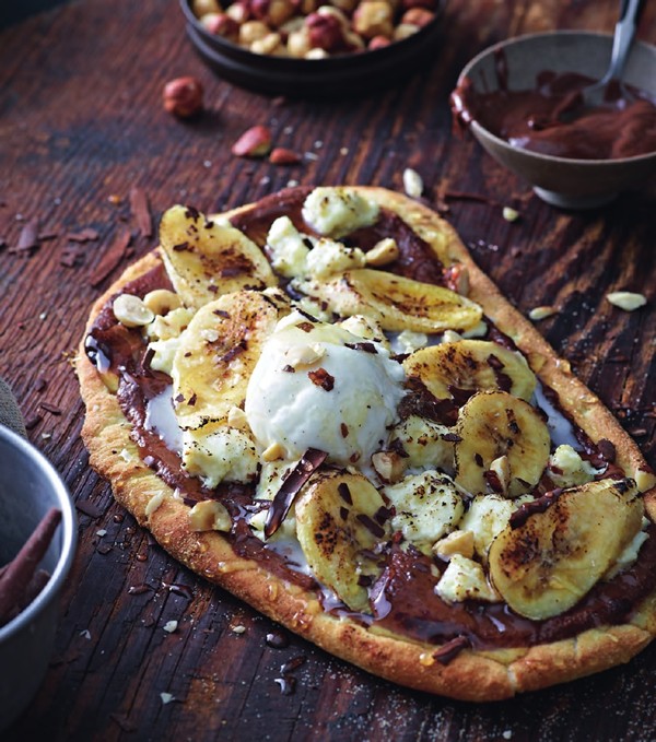 Chocolate and hazelnut with banana and vanilla gelato