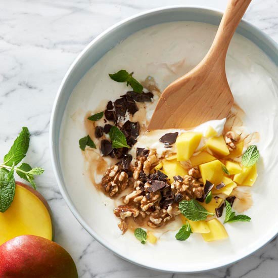 Chocolate and mango yogurt