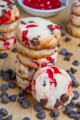 Chocolate and Maraschino cherry shortbread cookies