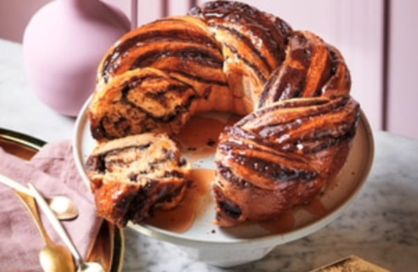 Chocolate and marmalade babka