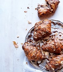 Chocolate and marzipan croissants