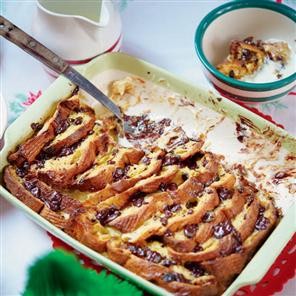Chocolate and panettone pudding