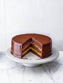 Chocolate and passion fruit layer cake