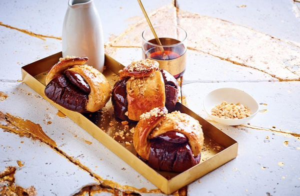 Chocolate and peanut butter hot 'knot' buns