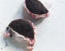 Chocolate and peppermint candy ice cream sandwiches