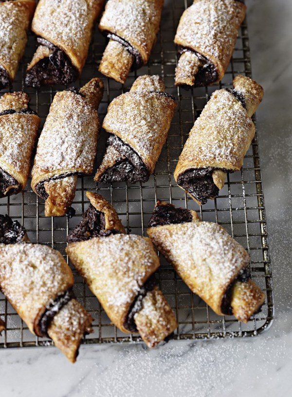 Chocolate and raisin rugelach