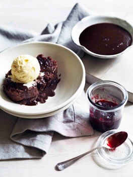 Chocolate and raspberry jam roly-poly