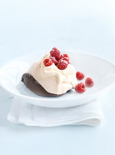Chocolate and raspberry Pavlovas