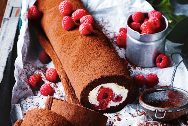 Chocolate and raspberry roll