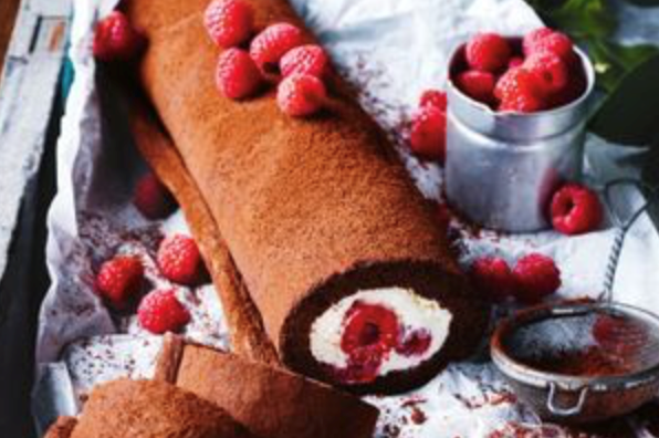 Chocolate and raspberry roll