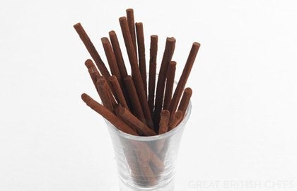 Chocolate and raspberry vinegar matchsticks