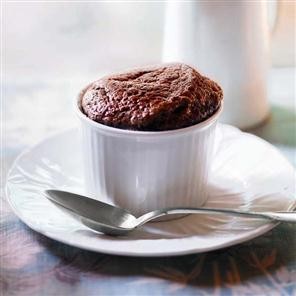 Chocolate and rum soufflés