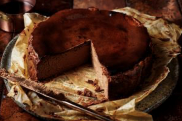 Chocolate and sherry Basque cheesecake