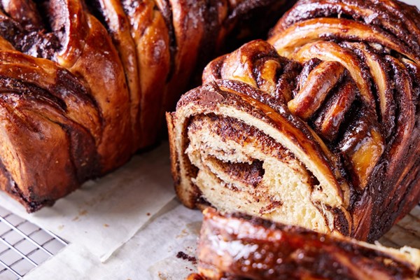 Chocolate and tahini babka