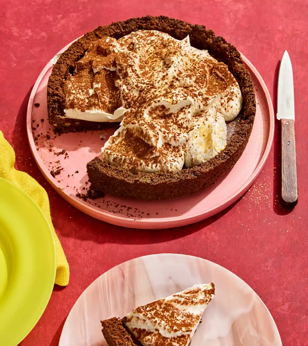 Chocolate and tahini cream tart