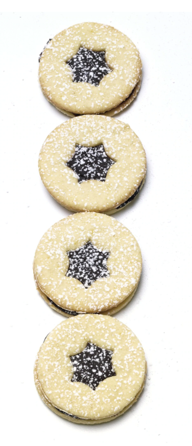 Chocolate and vanilla sandwich cookies