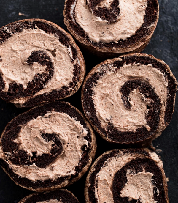 Chocolate angel food cake roll