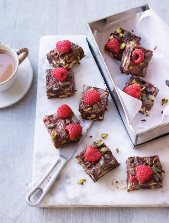 Chocolate, avocado and raspberry tiffin