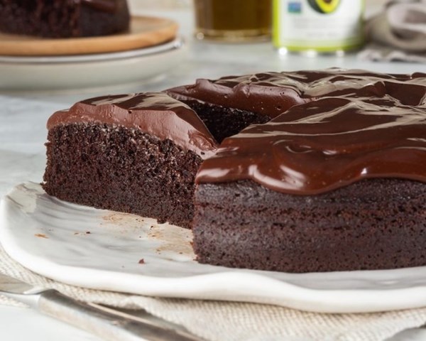 Chocolate avocado oil cake with chocolate frosting