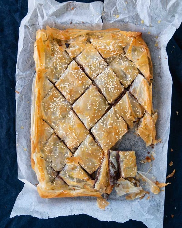 Chocolate baklava-style slice