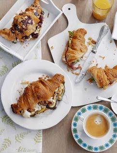 Chocolate, banana and almond croissants