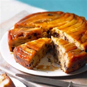 Chocolate banana upside-down cake