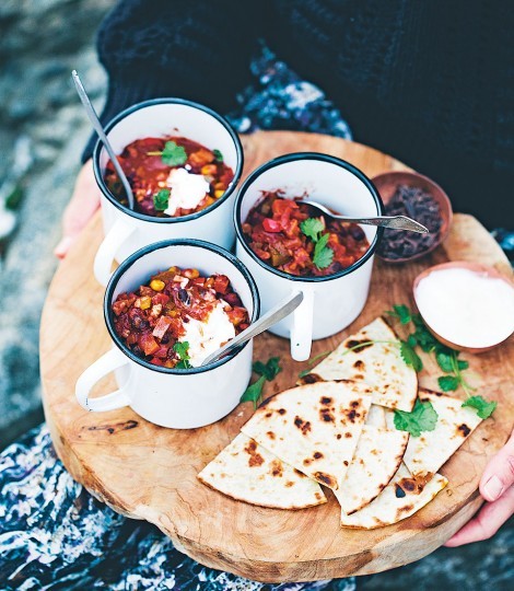 Chocolate bean chilli with walnuts
