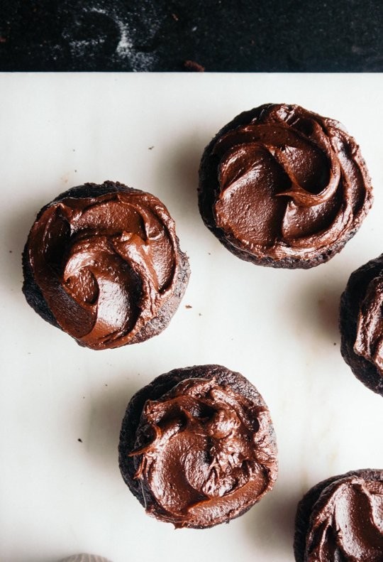 Chocolate beet cupcakes with sour cream ganache frosting