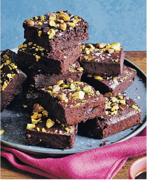 Chocolate, beetroot & pistachio brownies