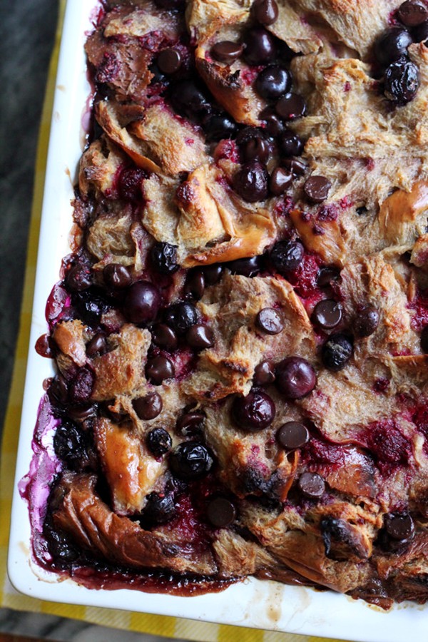 Chocolate berry bread pudding
