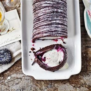 Chocolate, black cherry and vanilla arctic roll