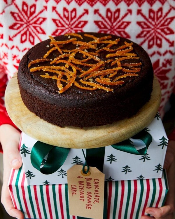 Chocolate, blood orange and hazelnut cake 
