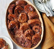 Chocolate bread & butter roly poly pudding