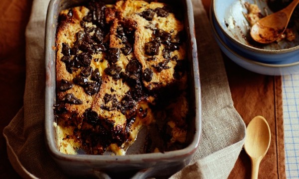 Chocolate bread and butter pudding